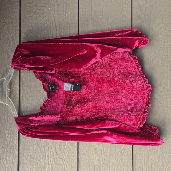 Torrid Velvet Smocked Blouson Sleeve Crop Top 3x NWT NEW - Picture 8 of 11